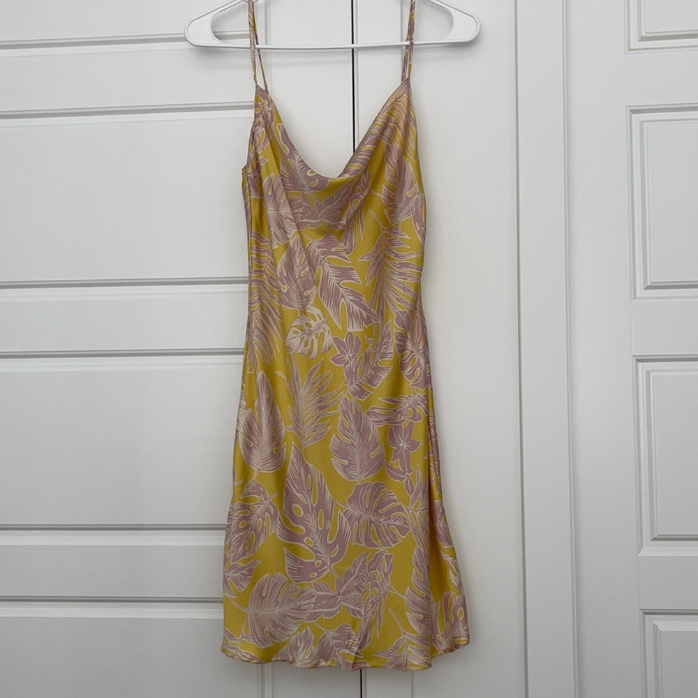 Tropical Cowl Neck Slip Dress